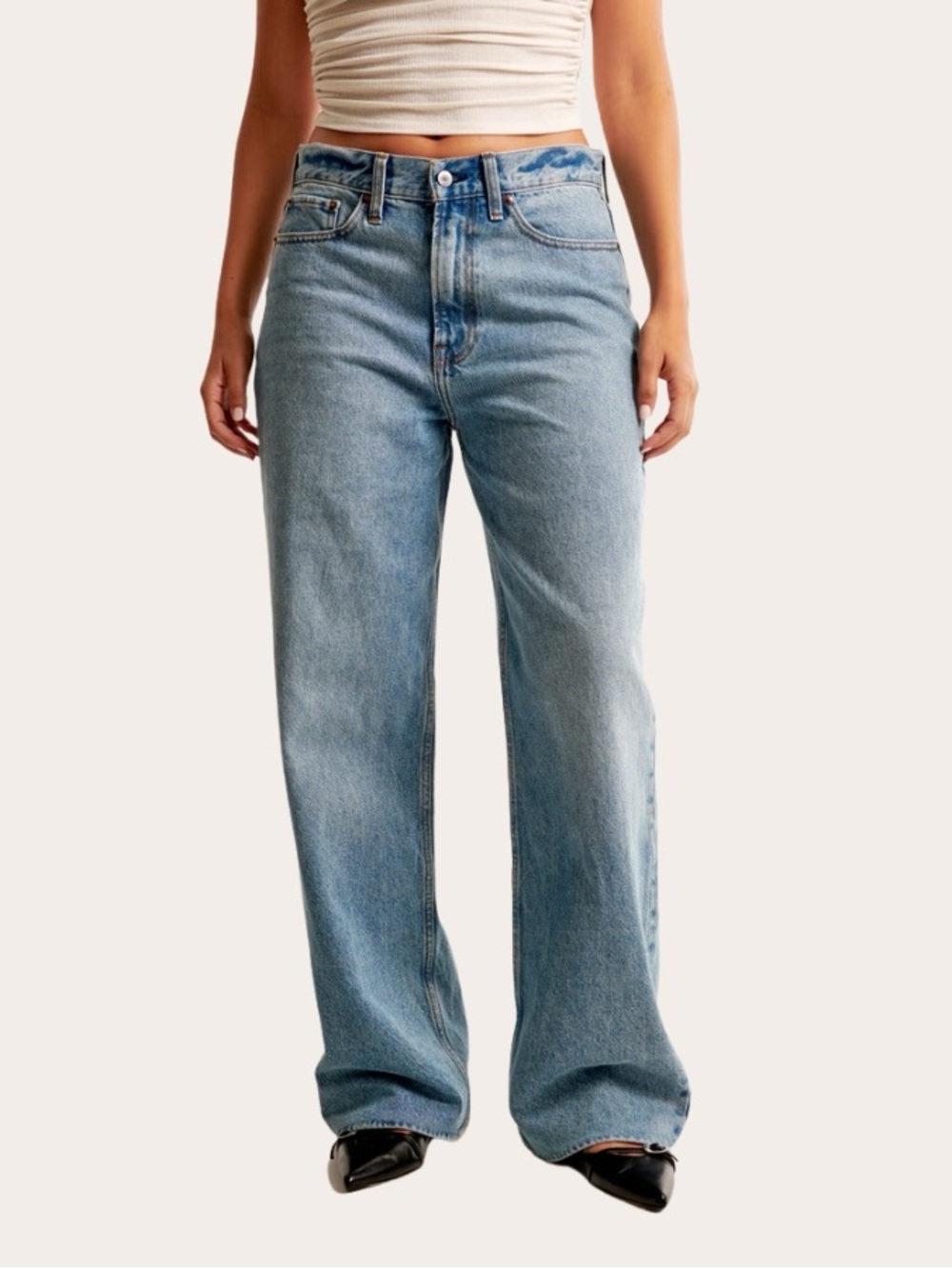 Abercrombie & Fitch Curve Love Mid Rise Slouchy Jeans Size 30 Light Wash NWT